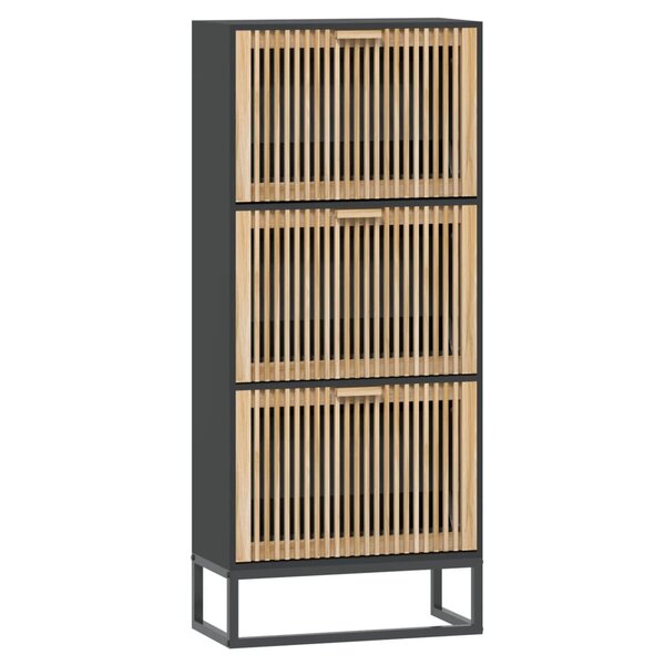 vidaXL Armoire à chaussures noir 52x25x120 cm bois d'ingénierie
