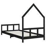 vidaXL Cadre de lit pour enfants noir 90x190 cm bois de pin massif