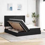 vidaXL Lit de rangement LED avec matelas Noir 200 x 200 cm Velours