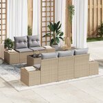 vidaXL Ensemble de canapé de jardin avec coussin 6 Pièces Beige et gris