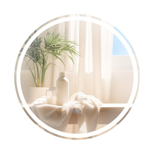 Miroir rond mural 60 x 60 cm avec éclairage réglable et fonction antibuée style moderne en verre argenté 20_0018514