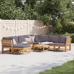 vidaXL Salon de jardin avec coussins 9 Pièces bois massif d'acacia