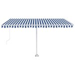 vidaXL Auvent manuel rétractable sur pied 400x300 cm Bleu et blanc