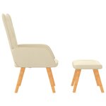 vidaXL Chaise de relaxation avec tabouret Crème Tissu