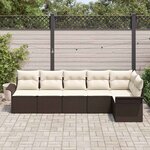 vidaXL Ensemble de canapé de jardin 6 Pièces Marron Poly rotin