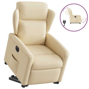 vidaXL Fauteuil inclinable électrique crème tissu