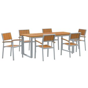 vidaXL Ensemble de salle à manger pour jardin 7 Pièces Gris et marron