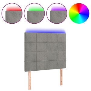 vidaXL Tête de lit à LED Gris clair 80x5x118/128 cm Velours