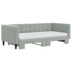 vidaXL Lit de jour avec gigogne et matelas gris clair 90x190cm velours
