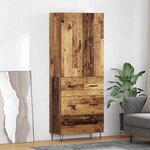 vidaXL Haut Armoire 2 Pièces Bois ancien Bois d'ingénierie et verre
