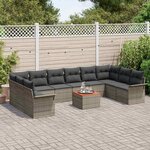 vidaXL Ensemble de canapé de jardin 11 Pièces Gris Poly rotin
