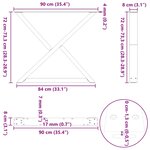 vidaXL Pieds de table à manger 2 pièces Blanc 90 x (72-73 3) cm Acier