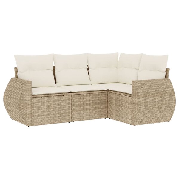 vidaXL Salon de jardin avec coussins 4 Pièces beige résine tressée