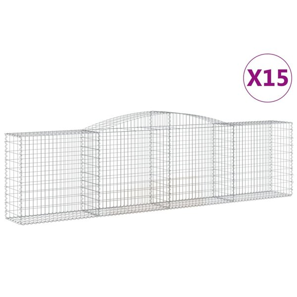 vidaXL Paniers à gabions arqués 15 Pièces 400x50x100/120 cm Fer galvanisé