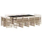 vidaXL Ensemble à manger de jardin et coussins 13 Pièces beige