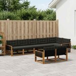 vidaXL Ensemble de canapés d'extérieur 8 Pièces Naturel et noir