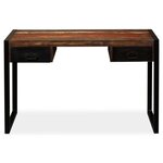 Bureau table meuble travail informatique avec 2 tiroirs bois de récupération massif 120 cm 0502062