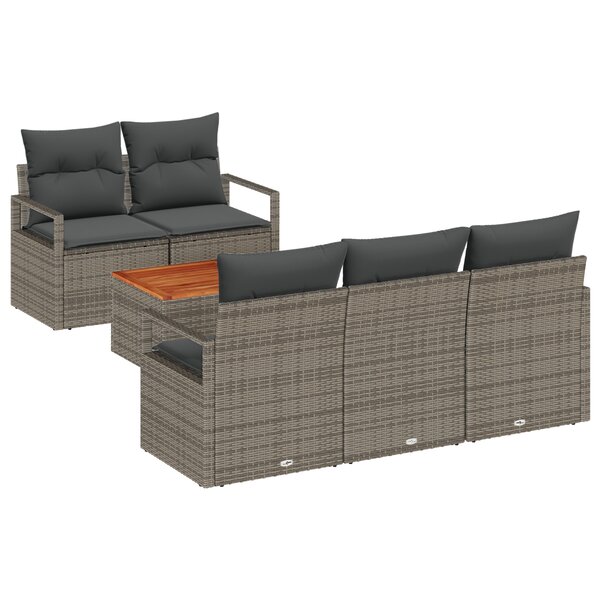 vidaXL Ensemble de canapé de jardin gris 6 Pièces Gris Moyen