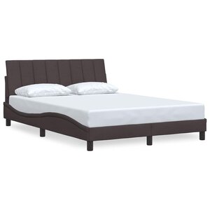 vidaXL Cadre de lit sans matelas Hanko marron foncé 140x190 cm tissu