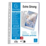 Etui de 100 pochettes perforées polypropylène lisse haute résistance 9/100e - A4 - Cristal EXACOMPTA