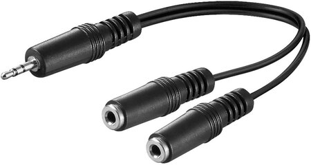 Adaptateur Goobay Jack 3"1/2 M vers 2x Jack 3"1/2 F 20cm (Noir)