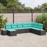 vidaXL Ensemble de canapé de jardin avec coussin 8 Pièces Noir polyrotin