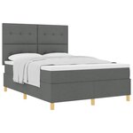 vidaXL Lit à ressorts avec matelas Gris foncé 160 x 200 cm tissu