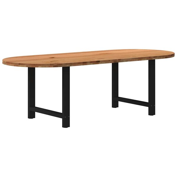 vidaXL Table à manger marron clair bois de chêne massif ovale