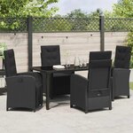 vidaXL Ensemble de salle à manger pour jardin 5 Pièces Noir polyrotin