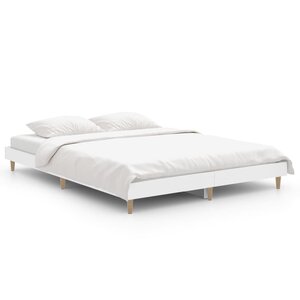 vidaXL Cadre de lit sans matelas blanc 135x190 cm bois d'ingénierie