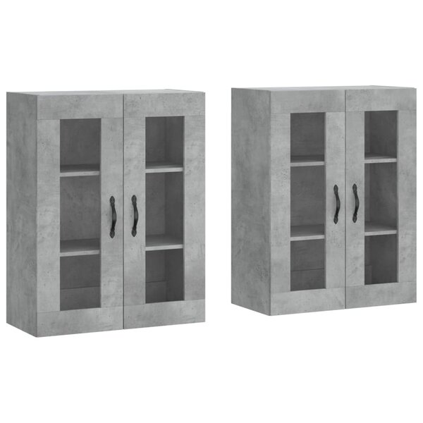 vidaXL Armoires murales 2 Pièces gris béton bois d'ingénierie