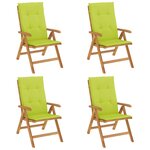 vidaXL Chaises de jardin inclinables lot de 4 et coussins bois teck