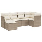 vidaXL Salon de jardin avec coussins 6 Pièces beige résine tressée