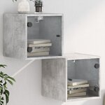 vidaXL Tables de chevet et portes vitrées 2 Pièces gris béton 35x37x35 cm