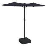 vidaXL Parasol de jardin à double tête avec LED noir 316x145 cm