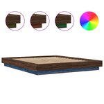 vidaXL Cadre de lit avec lumières LED chêne marron 150x200 cm