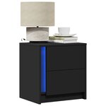vidaXL Armoires de chevet et lumières LED 2 Pièces noir bois d'ingénierie