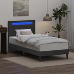 vidaXL Cadre de lit avec bandes LED Gris 90 x 190 cm Simili cuir