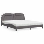 vidaXL Lit avec matelas gris 180x200 cm similicuir