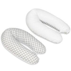 Coussin maternité pre/post natal usages multiples Triangles blancs et gris blanc