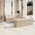 vidaXL Salon de jardin avec coussins 9 Pièces beige résine tressée