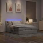 vidaXL Lit ottoman avec matelas et LED taupe 140x190 cm tissu