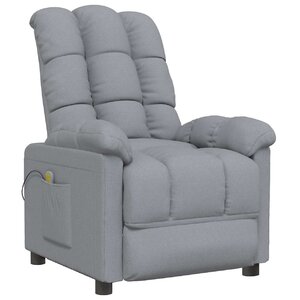 vidaXL Fauteuil de massage Gris clair Tissu