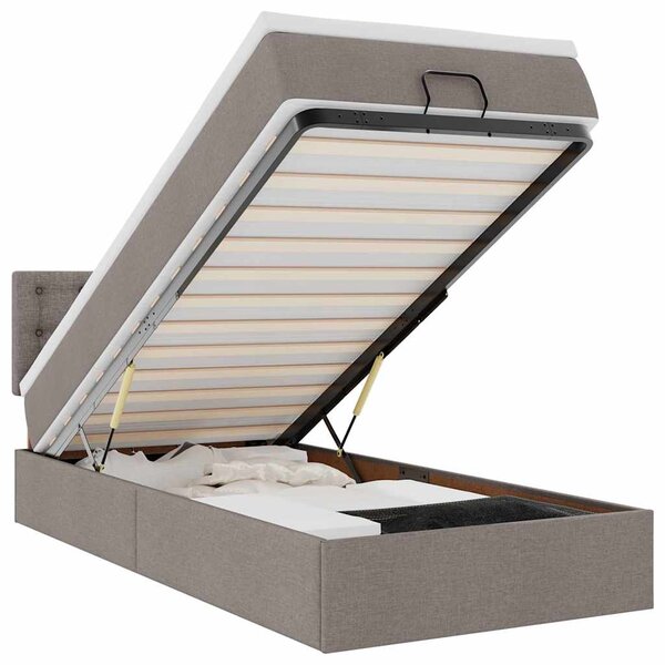 vidaXL Lit ottoman avec matelas taupe 100x200 cm tissu