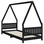 vidaXL Cadre de lit pour enfants noir 80x200 cm bois de pin massif
