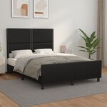 vidaXL Cadre de lit avec tête de lit Noir 140x190 cm Similicuir