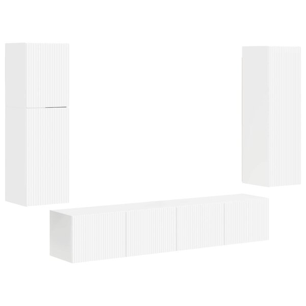 vidaXL Ensemble meuble TV 4 Pièces Blanc brillant Bois d'ingénierie