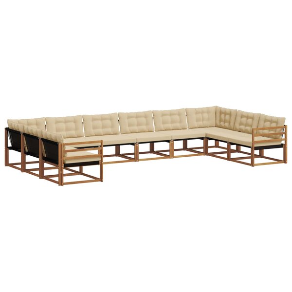 vidaXL Ensemble de canapés d'extérieur 10 Pièces Naturel et Beige