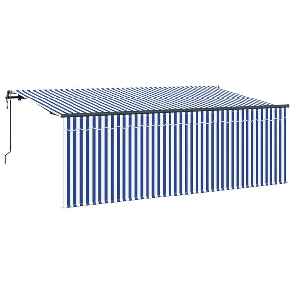 vidaXL Auvent rétractable Bleu et Blanc 350 x 200 cm