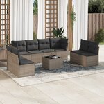 vidaXL Salon de jardin 9 Pièces avec coussins gris résine tressée